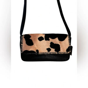 Rossetti Women’s Vintage Y2K black and tan cow print purse